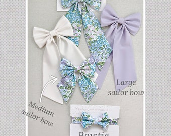 Sailor bow with long tail-custom sailor bow- Flower girl hairbow- long hair bow- large hair bow-long tailed hair bow