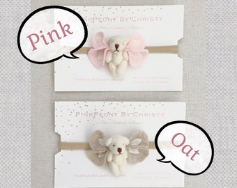 Teddy bear headband-mini bear headband-Miniature teddy bear-teddy bear hairbow-infant headband-teddy bear bow-miniature teddy bear hair bow