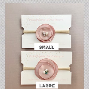 Dusty Rose Flower Headband: Satin Hair Bow with Pearls