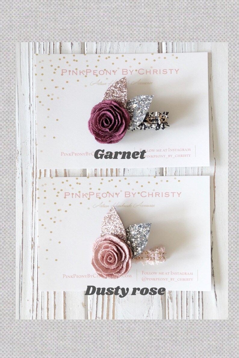 Dusty Rose Flower Hair Bow: Dainty Baby Hairbow image 2