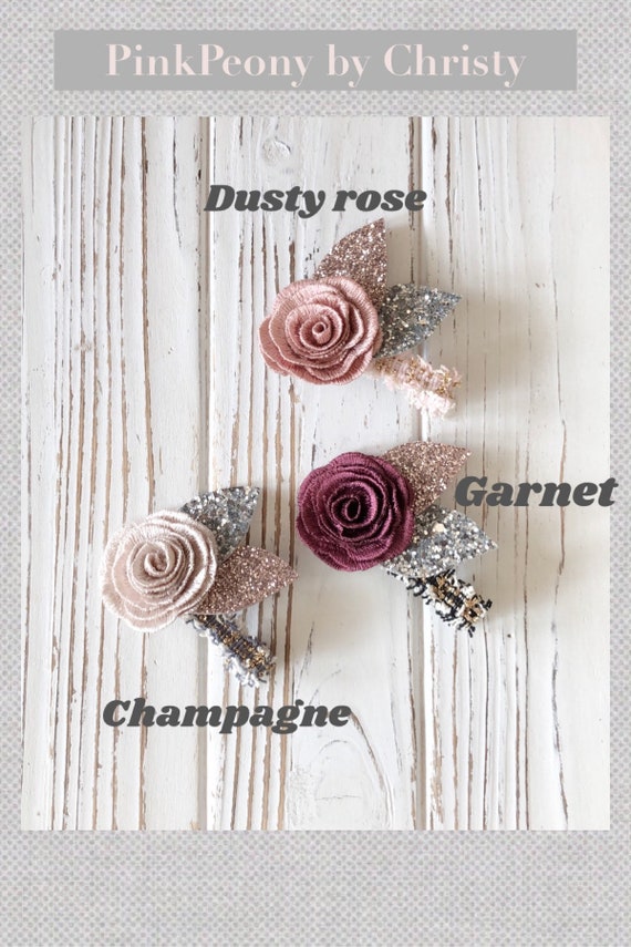 Dusty Rose Flower Hair Bow: Dainty Baby Hairbow
