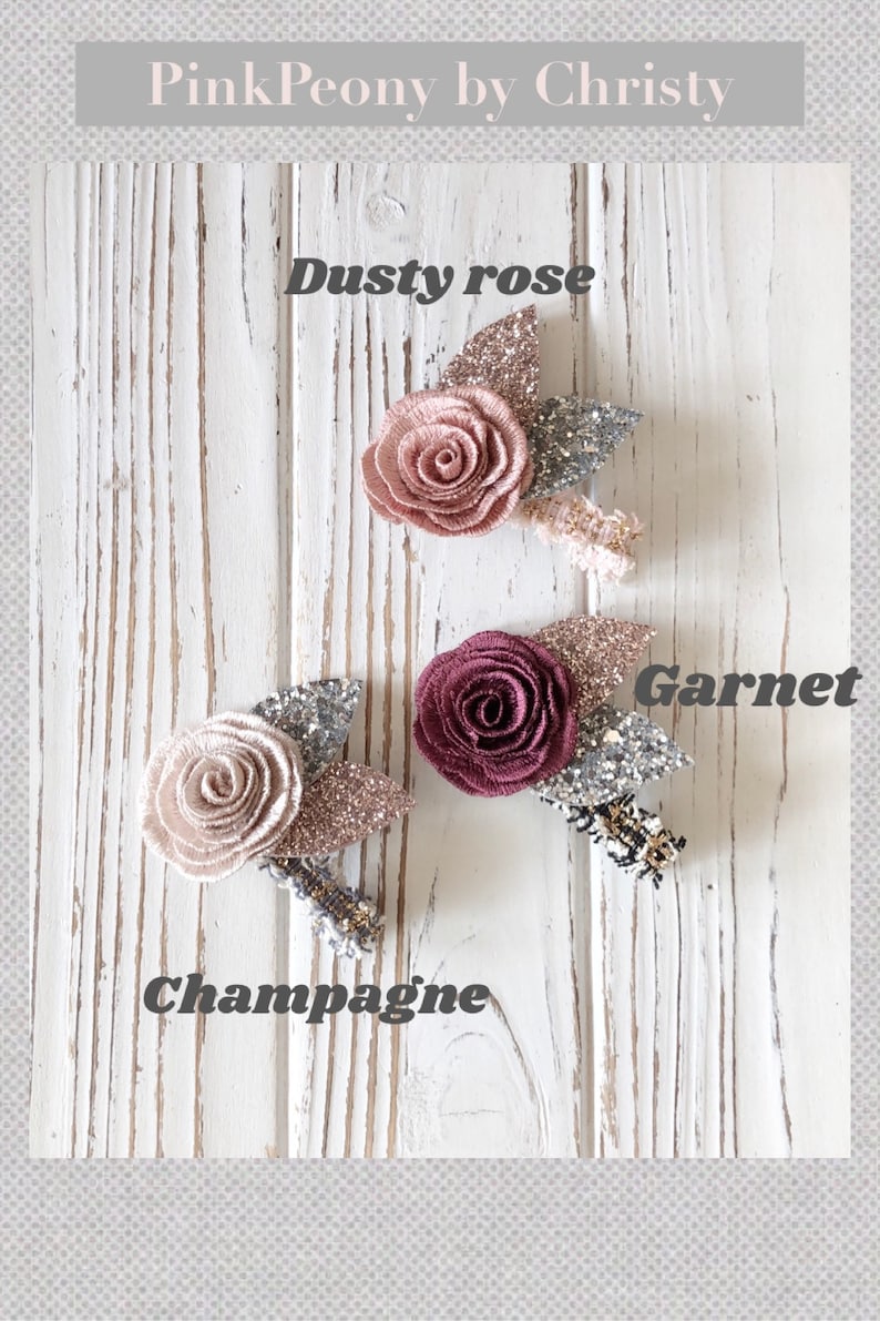 Dusty Rose Flower Hair Bow: Dainty Baby Hairbow image 1