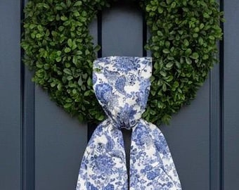 Fajín de corona - Fajín chinoiserie azul y blanco - Fajín Toile personalizado - Bufanda de corona azul y blanca con monograma - Lazo de corona 100% algodón