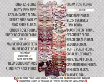 Floral Bow Tie: Blush, Mauve, & Groomsmen bowties- Ring bearer bow tie