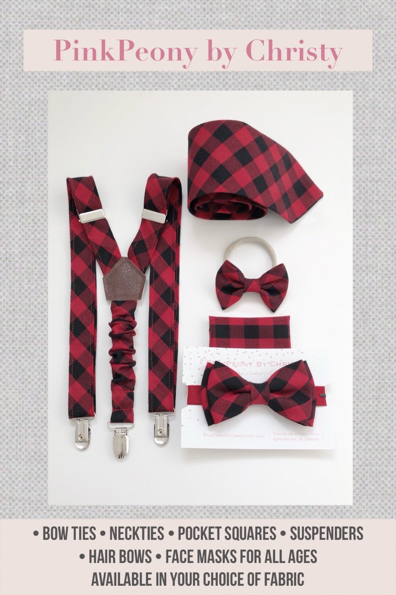 Grey buffalo plaid bowtie wedding bowties Daddy and son Dog bowtie groomsmen bowtie RIng bearer bowtie grey bowtie-Grey plaid bowtie