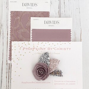 Dusty Rose Flower Hair Bow: Dainty Baby Hairbow image 6