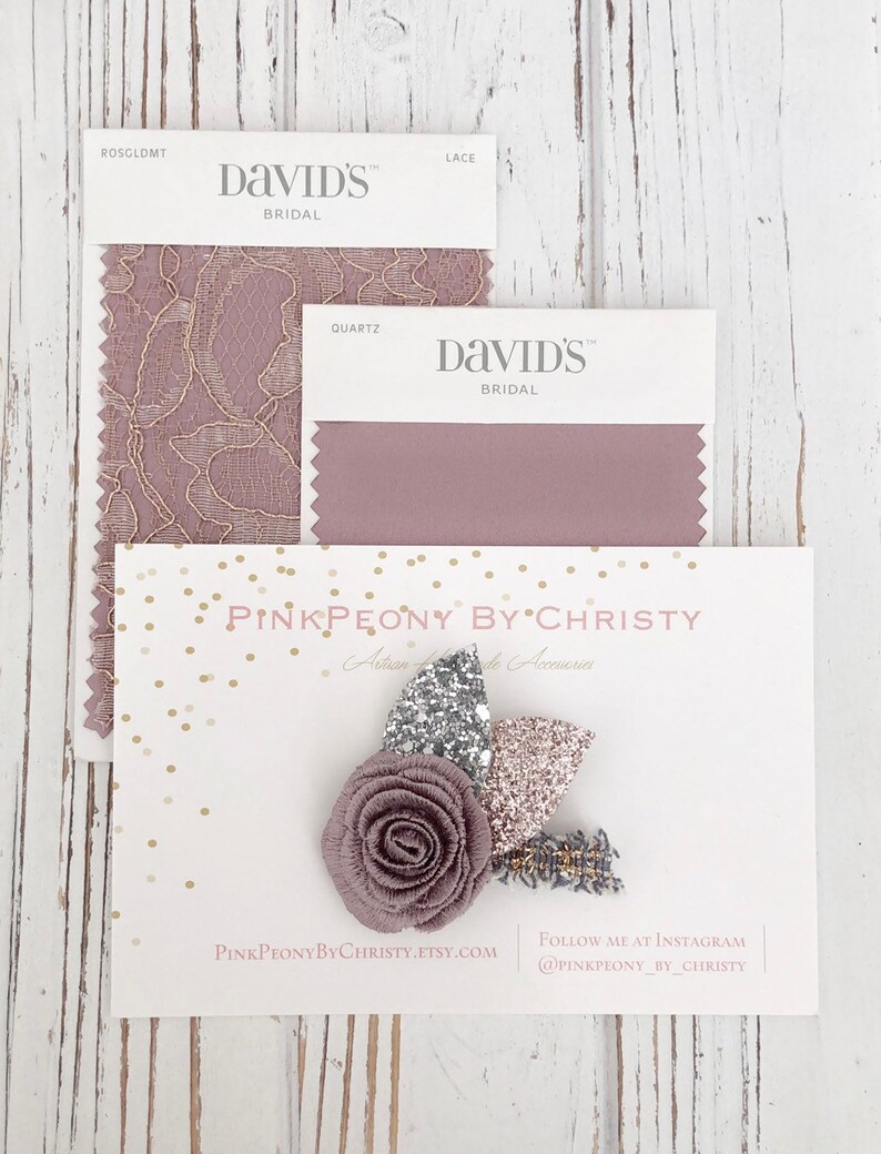 Dusty Rose Flower Hair Bow: Dainty Baby Hairbow image 6
