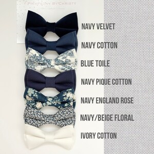 Navy polka dot bow tie-Navy mismatched bow ties-Groomsmen bow ties-navy wedding bow tie-wedding neckties-Navy floral bowtie-blue dog bow tie image 2