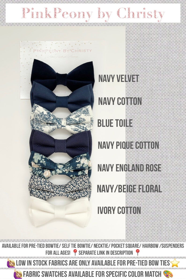 Navy polka dot bow tie-Navy mismatched bow ties-Groomsmen bow ties-navy wedding bow tie-wedding neckties-Navy floral bowtie-blue dog bow tie zdjęcie 2