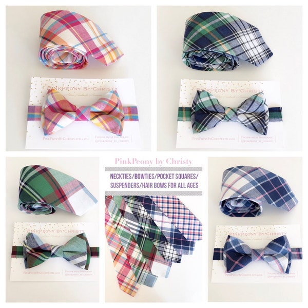 Madras Plaid Necktie or Bow Tie: Daddy and Son Wedding Ties