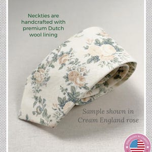 Cream England rose ties-Grooms necktie-Groomsmen tie-custom tie- choose your fabric necktie-Wedding ties- custom neckties-Sage floral tie