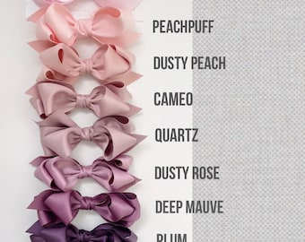 Satin Hair Bow: Dusty Rose, Cameo, Quartz - Boutique Style
