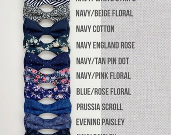 Pajarita azul marino: lunares, flores, corbatas de boda