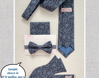 William Morris ties- William Morris bowtie-Premium neckties-Grooms necktie-Groomsmen tie-custom tie-strawberry thief tie-Floral tie