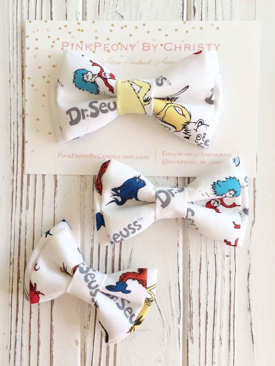 Dr Seuss bowtie Dr Seuss hairbow Dr Seuss bows brother | Etsy