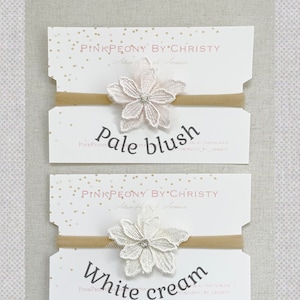 Dainty lace flower bow-White flower bow-Blush flower bow-mini flower bow-baby headband-Blush bow-mini hairbow- mini headband-lace flower bow