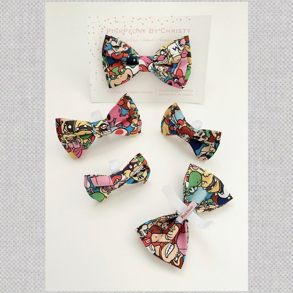 SALE- Dog bowtie- cat bowtie- Pet bowtie -Ready to ship bowties-Super Mario bowtie-supermario pet bow tie- Holiday dog bowtie