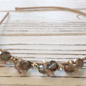 Beaded headband - wedding headband - rhinestone bridal head pieces - one side jeweled headband - crystal beaded head pieces