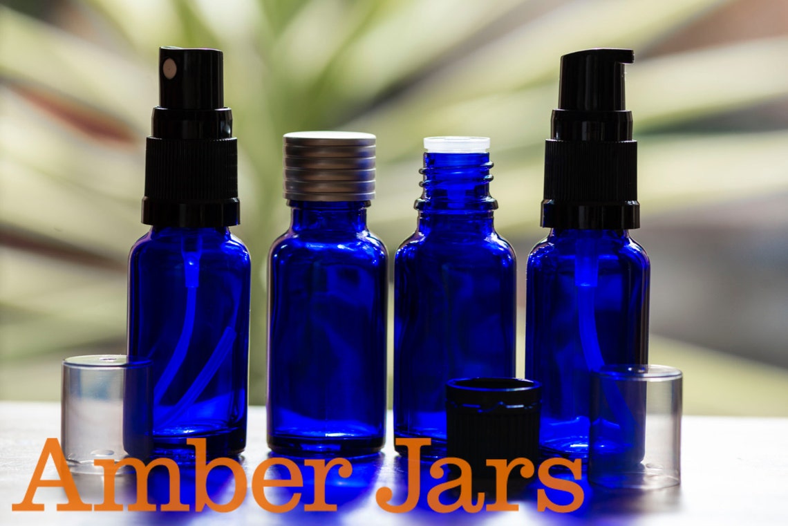 6 X 20ml Blue Glass Bottle With Black Gel Serum Pump Etsy Australia