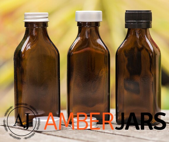 Download 100ml Amber Glass Rectangle Flask Bottle With Cap Etsy