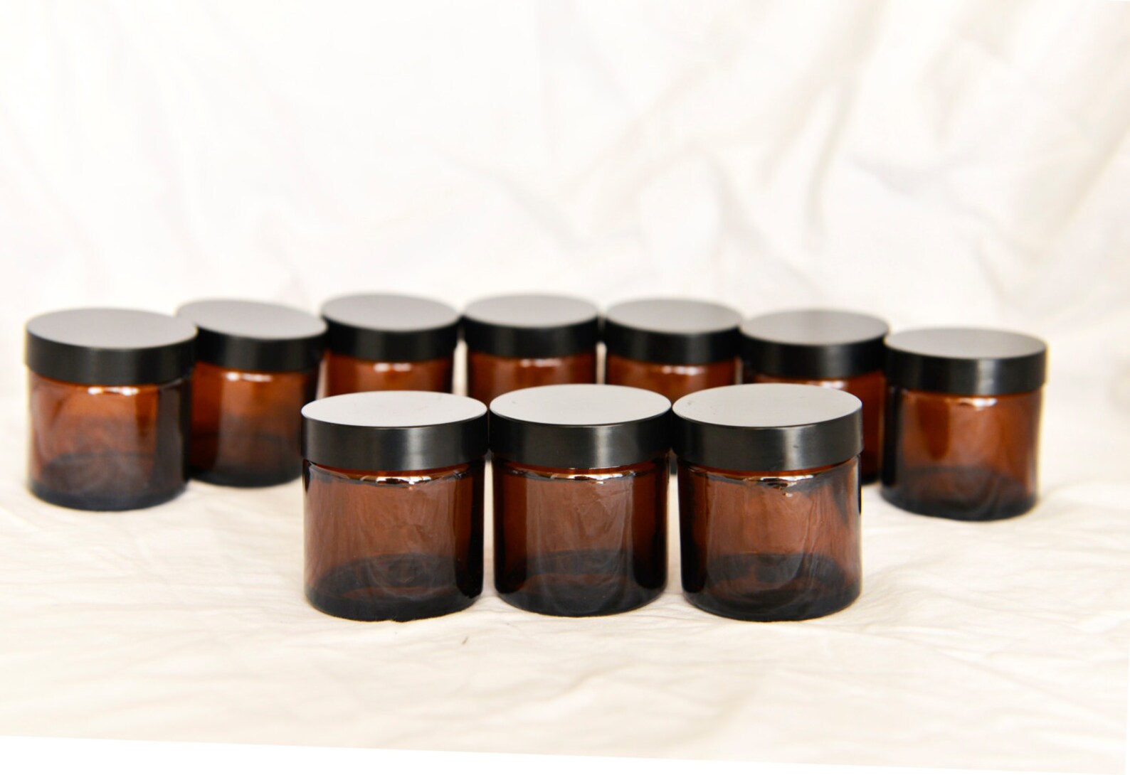 20 X 60ml Glass Amber Jars With Black Wadded Lid. DIY Etsy