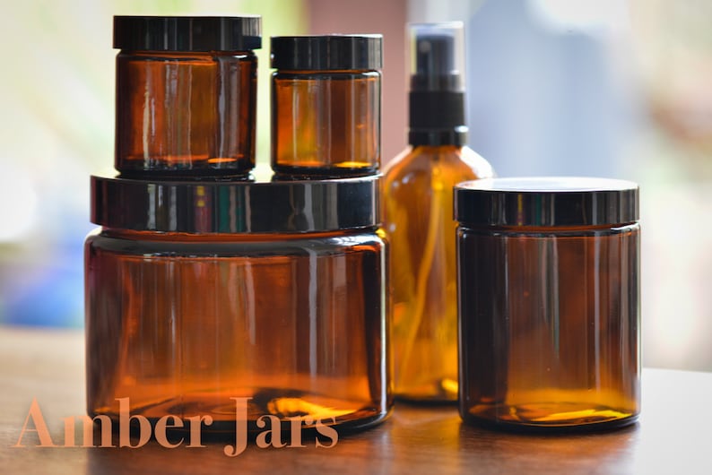 Mixed Pack of 21 X Glass Amber Jars Black Lid & Amber Bottle Etsy