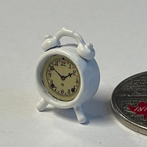 1:12 Miniature Twin Bell Alarm Clock / Metal Loud Alarm Clock / Dollhouse Alarm Clock - B052
