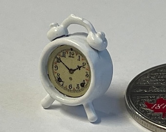 1:12 Miniature Twin Bell Alarm Clock / Metal Loud Alarm Clock / Dollhouse Alarm Clock - B052