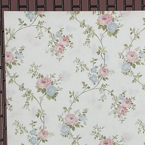 Adesivo per carta da parati con fiori e foglie selvatici in miniatura in scala 1:12, adesivo per carta da parati con rose e foglie per forniture per case delle bambole - 8" x 11" - Z3