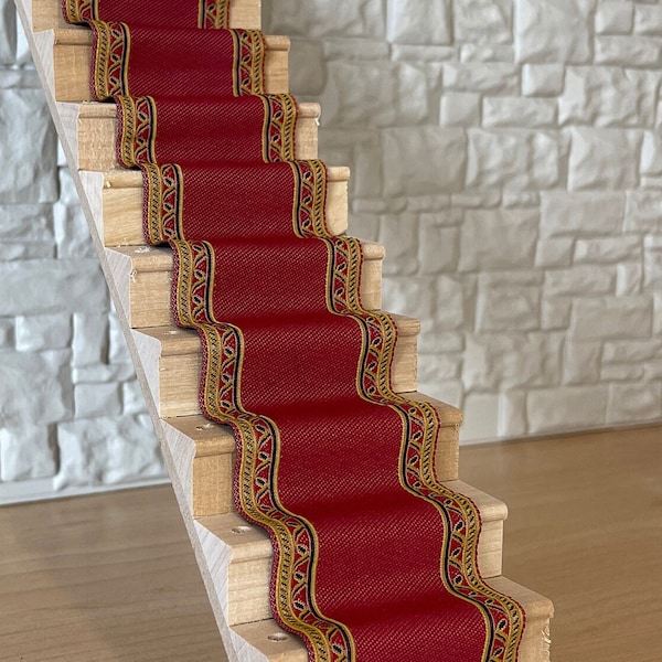 1:12 Miniature Stair Runner , Dollhouse Stair Carpet , Edged Stair Carpet , Staircase Rug , Step Carpet , Stair Tread Carpet - D088