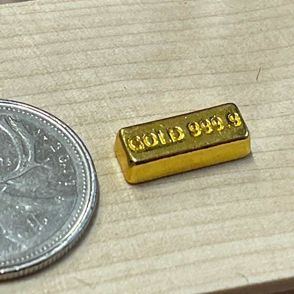 Dollhouse Miniature Gold Bar EACH 9/16" long, Price only include ONE bar - F097