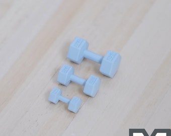 Miniatur Hexagon Handgewichte 1:12 Skala Puppenhaus Zubehör Hanteln Hebegewichte 3er Set (milchig blau) - G063