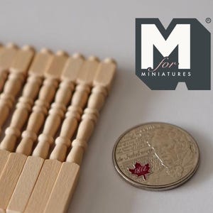 1:12 Scale Miniature Unpainted Wood Dollhouse Round Top Balusters, Set of 12, 2-7/16 inch tall