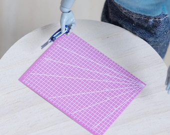 Miniature Cutting Mat and Knife 1:12 Scale Craft Mat Cutting Board (cardstock) (pink) - C036
