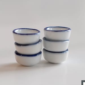 Miniature Enamel Bowls 1:12 Scale Dollhouse Supplies Ceramic Bowls Set of 6 9/16&quot;(Dia.) - A023