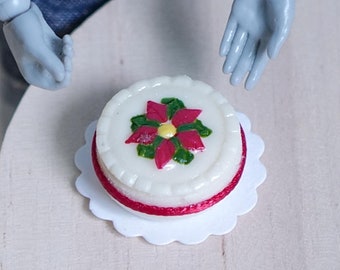 Miniatura per Casa Delle Bambole Rotondo Bianco Rosa Top Torta Miniatura per Casa Delle Bambole Rotondo Bianco Rosa Top Torta