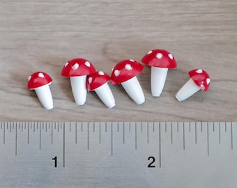 Miniatur Fliegenpilze Maßstab 1: 12 Feengarten Pilze Set von 6, 1/2 Zoll groß - F079