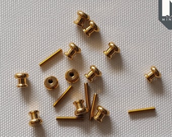 1:12 Dollhouse Miniature Brass Knob with Threads Set of 12 - C049