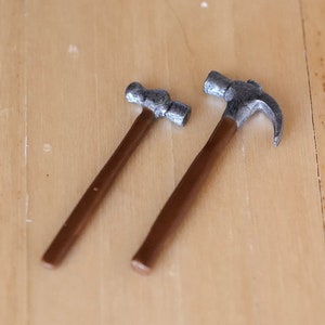 Miniature Claw Hammer 1:12 Scale Dollhouse Supplies Sledge Hammer Set of 2 - F076