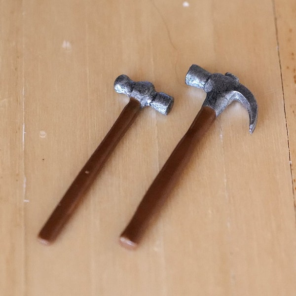 Miniature Claw Hammer 1:12 Scale Dollhouse Sledge Hammer Set of 2 - H035