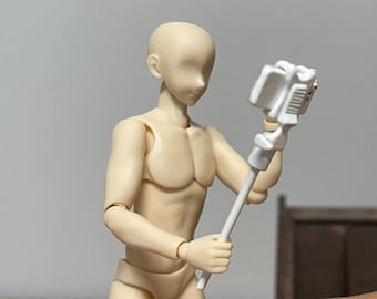 1:12 Miniature Selfie Stick and Phone Set of 2 , White Metal Selfie Stick , White Phone - C101