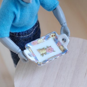 Dollhouse Accessories Keramik Serviertablett 1:12 Miniature Serviertablett Servierplatte 1-9 / 16 Zoll lang - F021