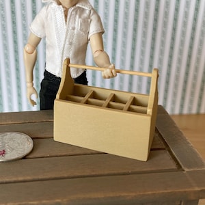 1:12 Miniature Wooden Garden Toolbox , Garden Tool Box ,  Tool Caddy , Carry Caddy - F075