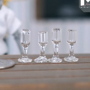 Dollhouse Supplies Wine Glass Set of 4 , 1:12 Scale Miniature Wine Glasses Set (made with real glass) - E091