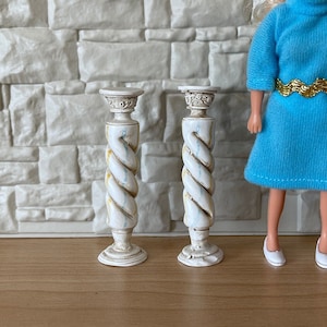 Dollhouse Twisted Columns , Spiral Columns , Miniature Helical Columns , Spiraling Pillars , 1:12 Scale Garden Post Columns Set of 2 - B102