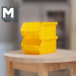 Miniatur stapelbare Behälter 2er-Set Stapelbehälter Behälter Modulare Aufbewahrungsbehälter 3,5 cm lang (Kunststoff) (gelb) - F013