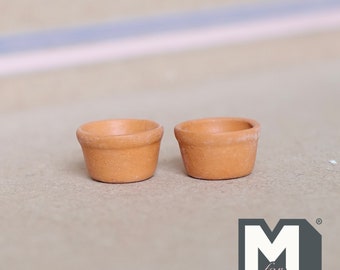 Dollhouse Materials Terra Cotta Blumentöpfe Pflanzgefäße Maßstab 1: 12 Miniatur Terrakotta Tontöpfe Set von 2, 1/2 Zoll groß (braun) - I051