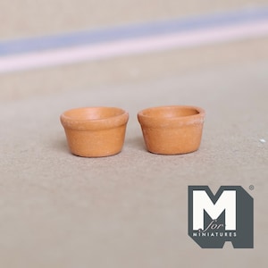 Könnte beinhalten: Zwei kleine Terrakotta-Töpfe, perfekt für Miniatur-Gärten oder Puppenhaus-Dekoration.