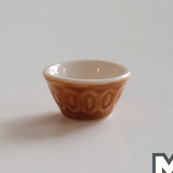Miniature Ceramic Bowl 1:12 Scale Dollhouse Salad Bowl 1"(Dia.) (brown) - A032