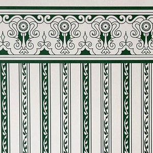 1:12 Casa delle bambole Regency, carta da parati a strisce verdi
